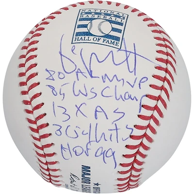 George Brett Kansas City Royals Autographié Hall of Fame Logo Baseball avec plusieurs inscriptions - Édition limitée #5/5