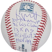 George Brett Kansas City Royals Autographié Hall of Fame Logo Baseball avec plusieurs inscriptions - Édition limitée #5/5
