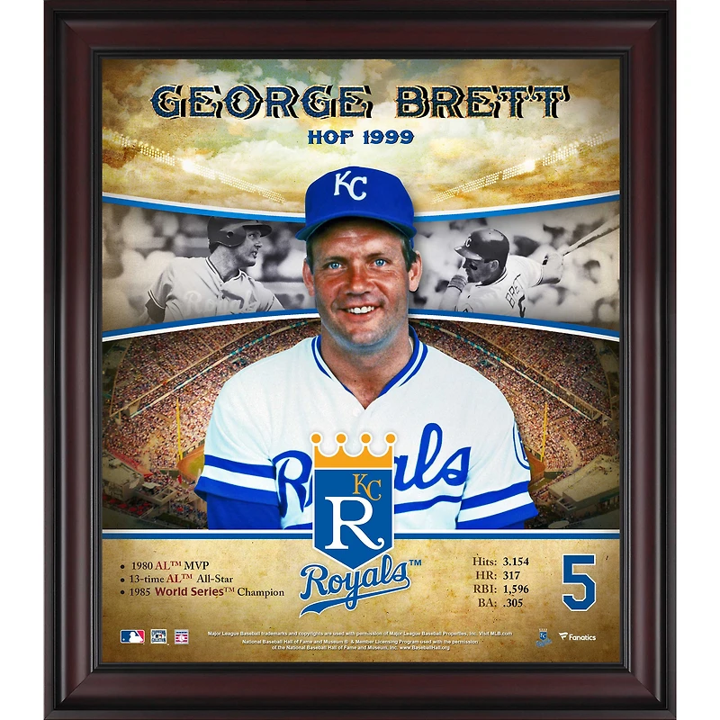 Profil de carrière du Temple de la renommée de George Brett Kansas City Royals encadré 15" x 17"