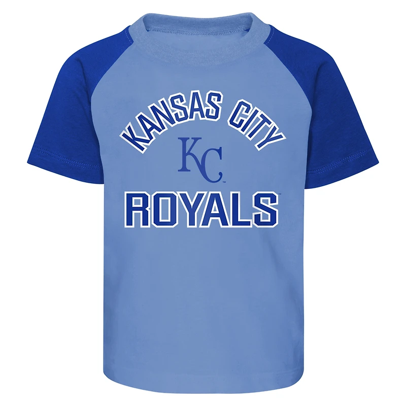 Infant Light Blue/Heather Gray Kansas City Royals Ground Out Baller Raglan T-Shirt and Shorts Set
