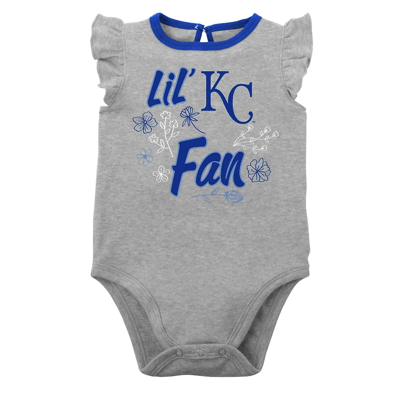 Lot de deux cache-couches Little Fan des Royals Kansas City pour bébés Royal/Gris chiné