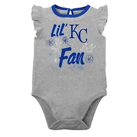 Lot de deux cache-couches Little Fan des Royals Kansas City pour bébés Royal/Gris chiné