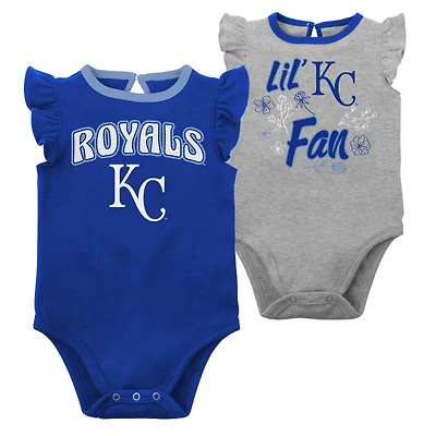 Infant Royal/Heather Gray Kansas City Royals Little Fan Two-Pack Bodysuit Set