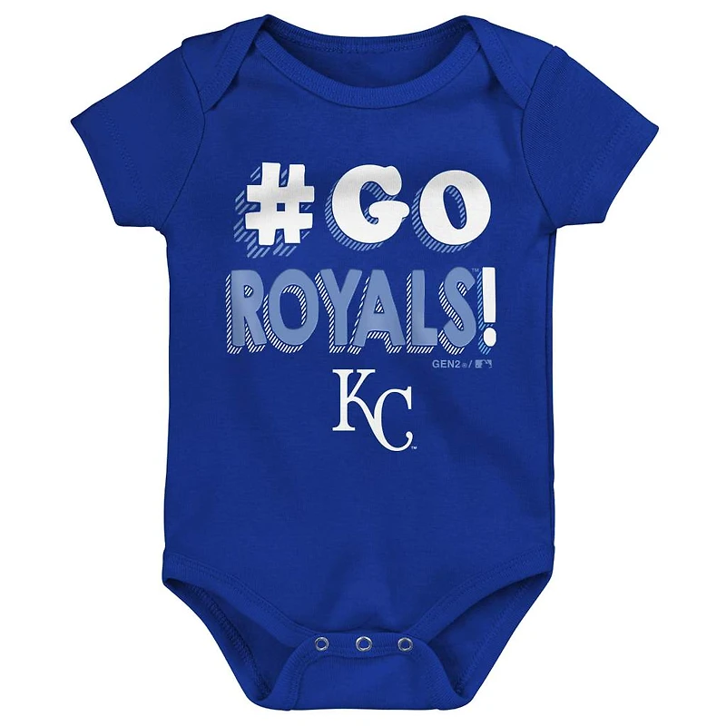 Infant Royal/Light Blue/Gray Kansas City Royals Born To Win 3-Pack Bodysuit Set