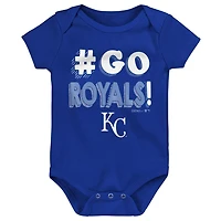 Infant Royal/Light Blue/Gray Kansas City Royals Born To Win 3-Pack Bodysuit Set