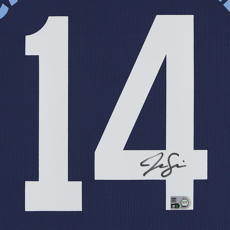 Maillot Nike City Connect Limited bleu marine autographié par Jac Caglianone des Kansas City Royals
