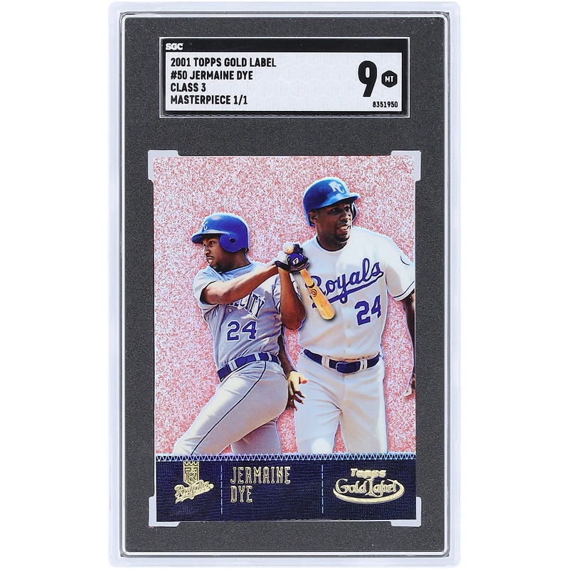 Jermaine Dye Kansas City Royals 2001 Topps Gold Label Class 3 Masterpiece #50 #1/1 SGC Authenticated 9 Card