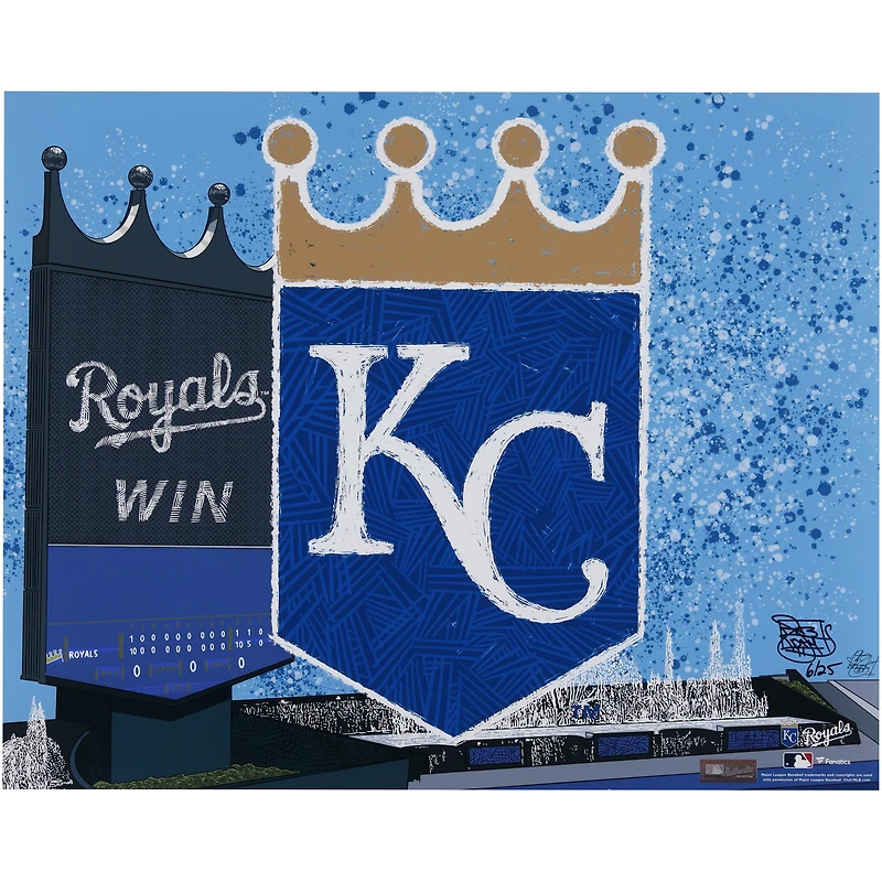 Tirage photo 16" x 20" des Royals de Kansas City - Conçu et signé par l'artiste Maz Adams - Édition limitée à 25 exemplaires