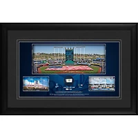 Collage panoramique encadré 10" x 18" du stade des Royals de Kansas City avec un morceau de balle utilisée en match - Édition limitée à 500 exemplaires