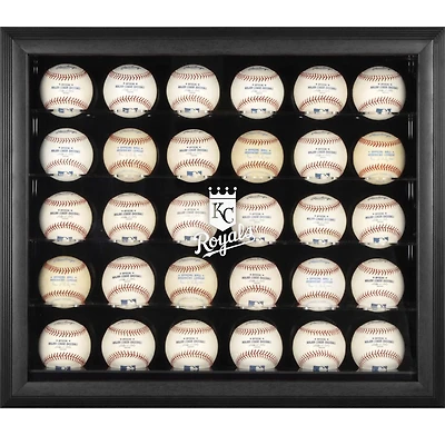Vitrine encadrée noire avec logo des Royals de Kansas City pour 30 boules de baseball