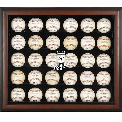 Vitrine de présentation encadrée marron avec logo des Royals de Kansas City pour 30 boules