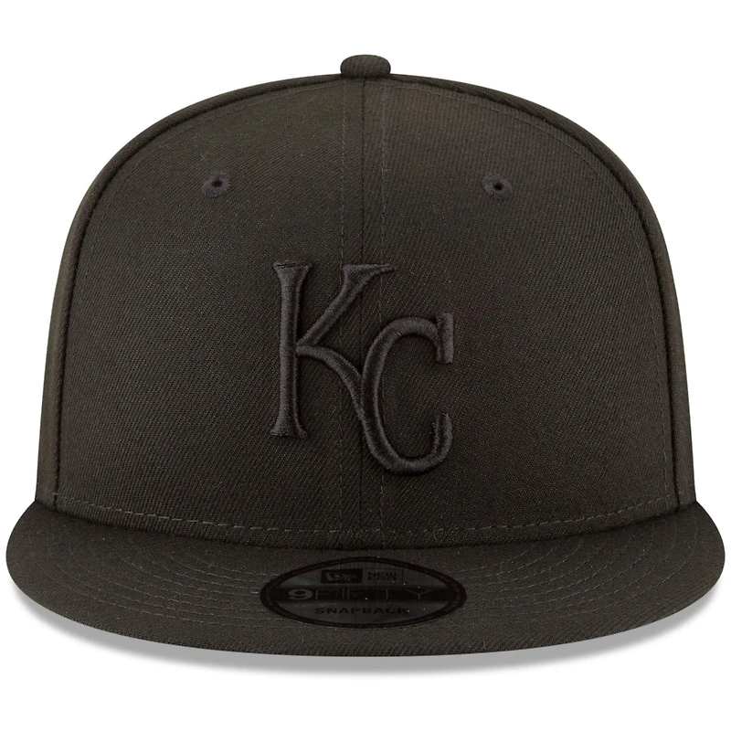 Kansas City Royals New Era Black on Black 9FIFTY Team Snapback Adjustable Hat - Black
