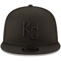 Kansas City Royals New Era Black on Black 9FIFTY Team Snapback Adjustable Hat - Black