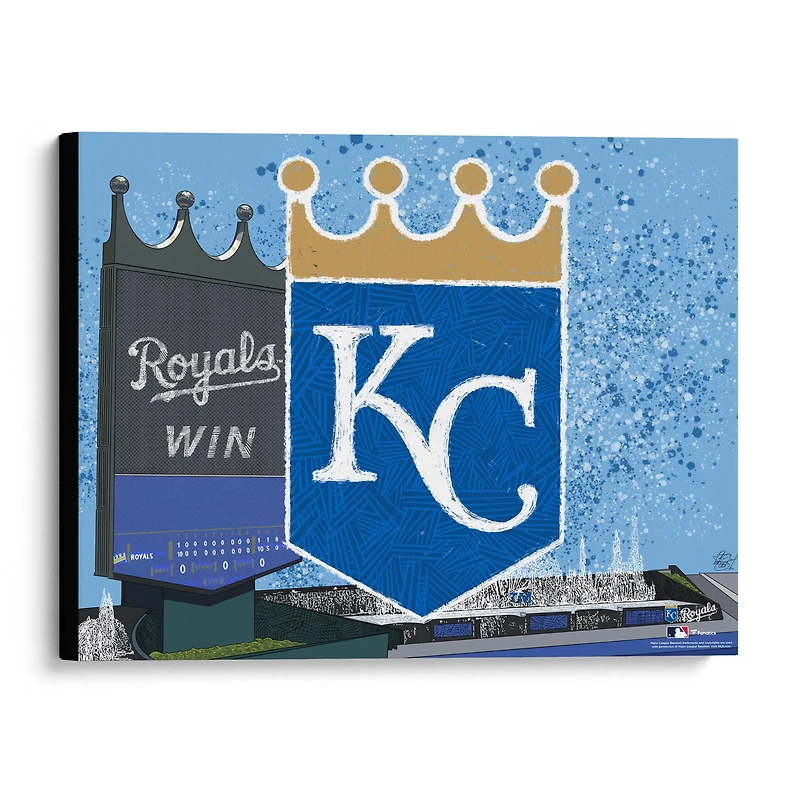 Impression giclée sur toile tendue des Royals de Kansas City 20" x 24" - Conçue par l'artiste Maz Adams