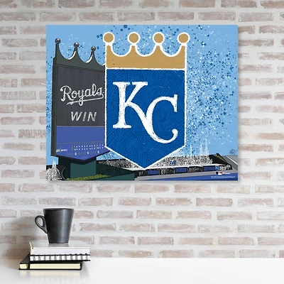 Impression giclée sur toile tendue des Royals de Kansas City 20" x 24" - Conçue par l'artiste Maz Adams