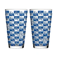 Ensemble de deux verres à bière Logo Brands Kansas City Royals, motif quadrillé, 473 ml (16 oz).