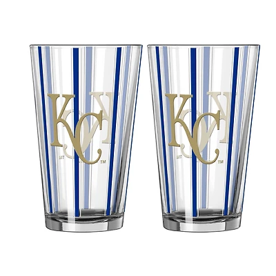 Ensemble de deux verres à bière rayés de 473 ml (16 oz) aux couleurs des Kansas City Royals, de la marque Logo Brands.