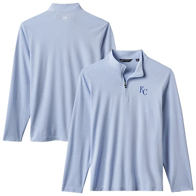 Men's TravisMathew  Light Blue Kansas City Royals Time to Tailgate Tri-Blend Quarter-Zip Pullover