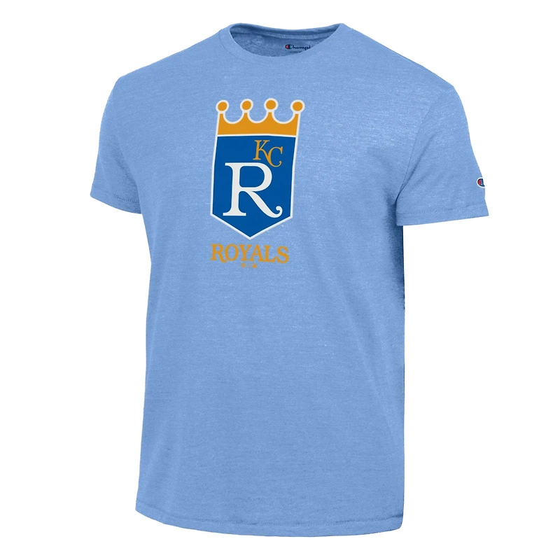 T-shirt homme Champion bleu clair Kansas City Royals, logo Cooperstown, mélange de trois matières