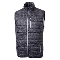 Men's Cutter & Buck Black Kansas City Royals Rainier PrimaLoft® Eco Insulated Full-Zip Printed Puffer Vest