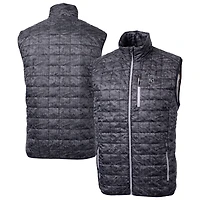 Men's Cutter & Buck Black Kansas City Royals Rainier PrimaLoft® Eco Insulated Full-Zip Printed Puffer Vest