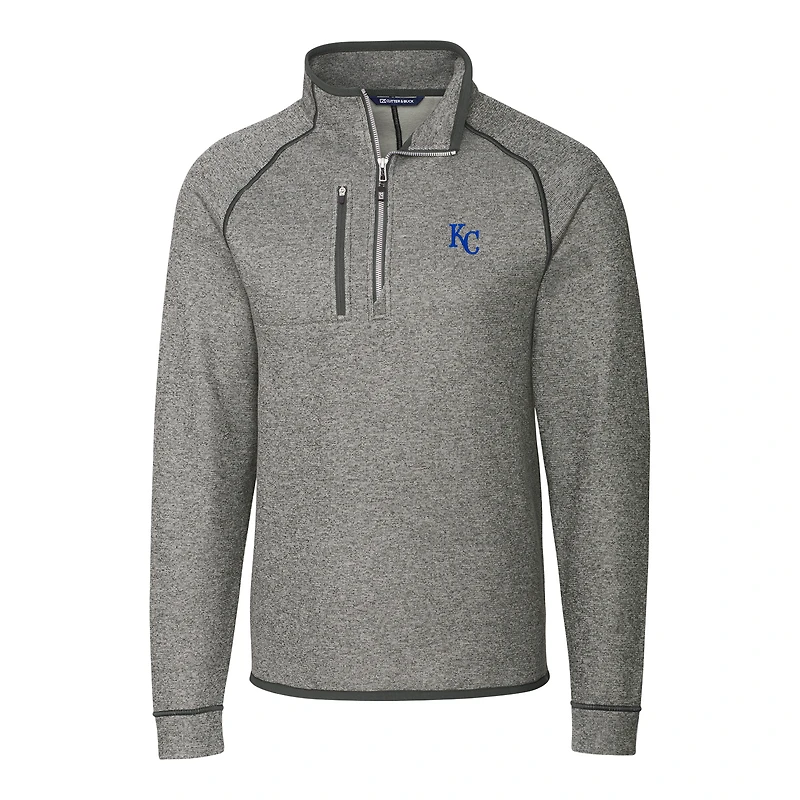 Men's Cutter & Buck Gray Kansas City Royals Big Tall Mainsail Half-Zip Pullover Jacket
