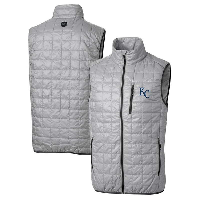 Gilet matelassé entièrement zippé Rainier des Royals de Kansas City pour homme, gris Cutter & Buck