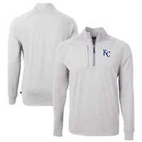 Men's Cutter & Buck Heather Gray Kansas City Royals Adapt Eco Knit Stretch Recycled Quarter-Zip Pullover Top