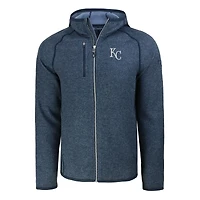 Men's Cutter & Buck Heather Navy Kansas City Royals Mainsail Full-Zip Hooded Jacket