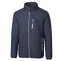 Men's Cutter & Buck Heathered Navy Kansas City Royals Big Tall Rainier Full-Zip Puffer Jacket