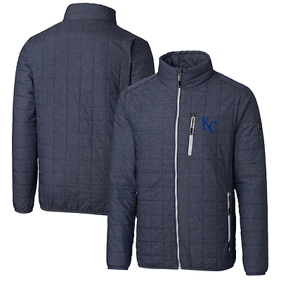 Men's Cutter & Buck Heathered Navy Kansas City Royals Big Tall Rainier Full-Zip Puffer Jacket