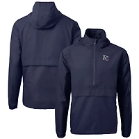 Men's Cutter & Buck  Navy Kansas City Royals Americana Logo Charter Eco Knit Recycled Anorak Half-Zip Jacket