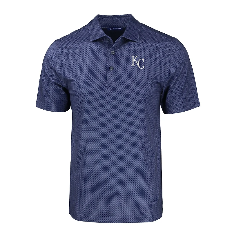 Polo extensible recyclé à imprimé géométrique ton sur bleu marine Pike Eco pour homme des Kansas City Royals Cutter & Buck