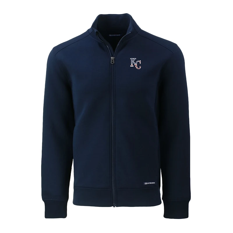 Men's Cutter & Buck Navy Kansas City Royals Stars Stripes Roam Eco Recycled Full-Zip Jacket