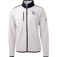 Men's Cutter & Buck White/Navy Kansas City Royals Cascade Eco Sherpa Fleece Full-Zip Jacket