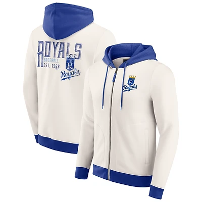 Sweat à capuche zippé en polaire crème pour homme de la collection Darius Rucker par Fanatics des Royals Kansas City