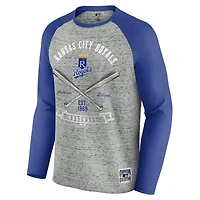 Men's Darius Rucker Collection by Fanatics  Heather Gray Kansas City Royals Raw Edge Raglan Long Sleeve Baseball T-Shirt
