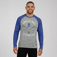 Men's Darius Rucker Collection by Fanatics  Heather Gray Kansas City Royals Raw Edge Raglan Long Sleeve Baseball T-Shirt