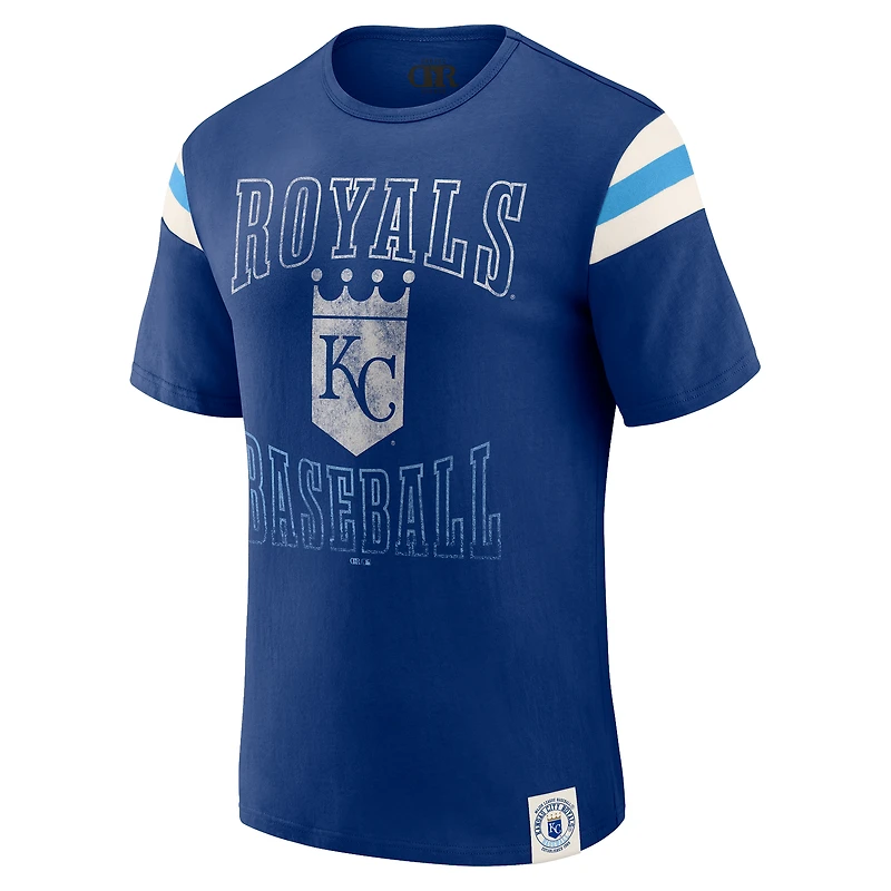 Men's Darius Rucker Collection by Fanatics Royal Kansas City Royals Distressed Sleeve Stripe T-Shirt