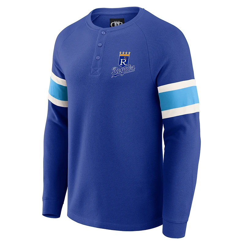 Men's Darius Rucker Collection by Fanatics Royal Kansas City Royals Waffle-Knit Raglan Long Sleeve Henley T-Shirt