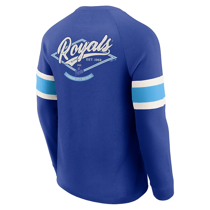 Men's Darius Rucker Collection by Fanatics Royal Kansas City Royals Waffle-Knit Raglan Long Sleeve Henley T-Shirt