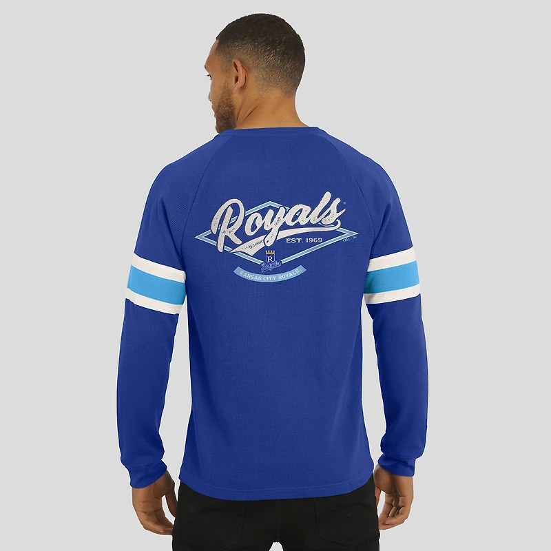 Men's Darius Rucker Collection by Fanatics Royal Kansas City Royals Waffle-Knit Raglan Long Sleeve Henley T-Shirt