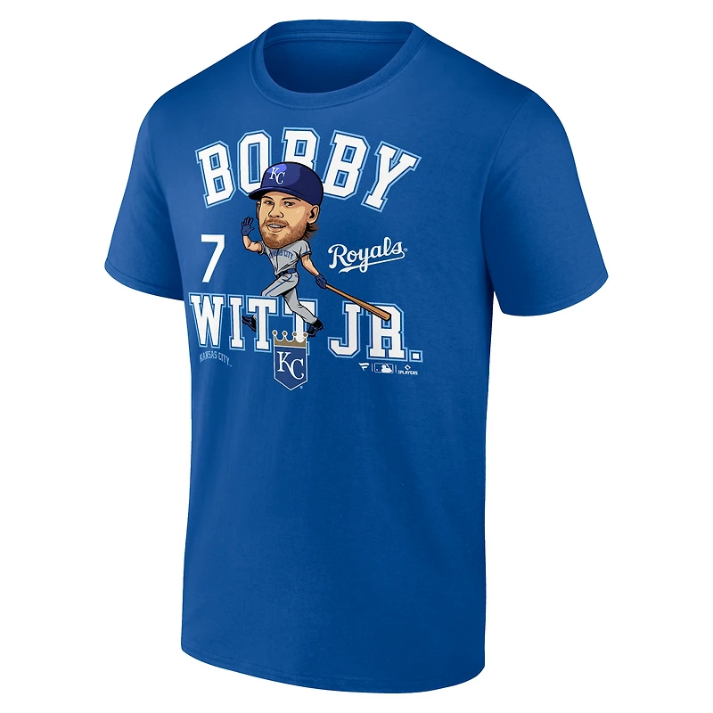 T-shirt Fanatics Bobby Witt Jr. Royal pour homme, caricature de la ville natale des Royals Kansas City