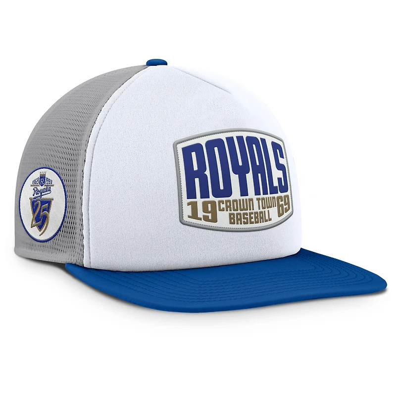 Casquette ajustable en mousse à écusson avant pour homme Fanatics des Royals de Kansas City, gris/blanc