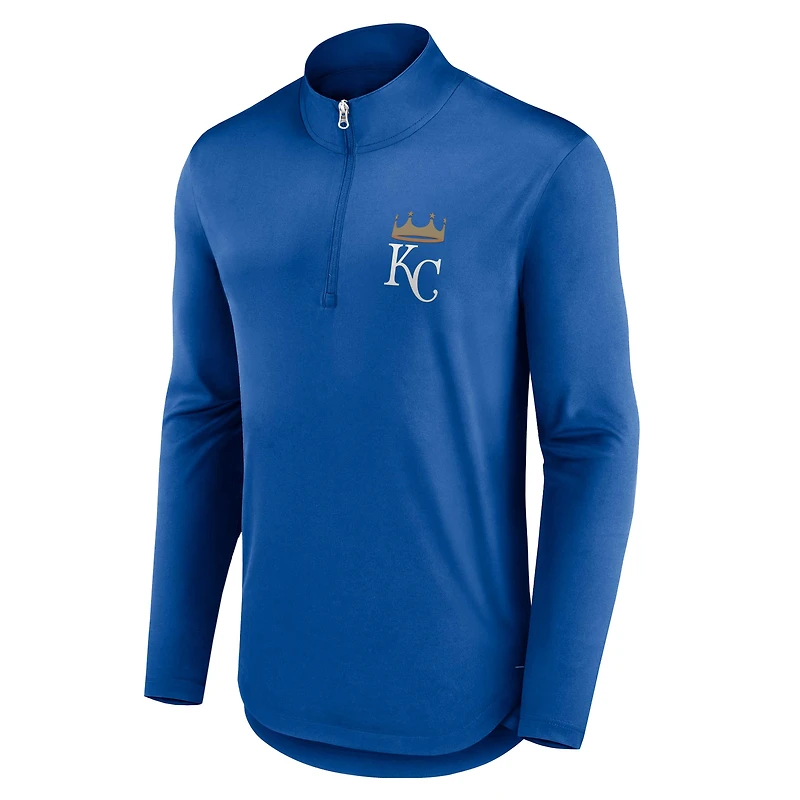 Men's Fanatics Royal Kansas City Royals Tough Minded Lightweight Quarter-Zip Pullover