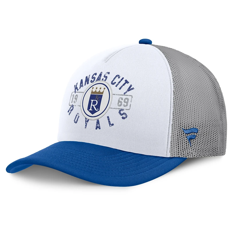 Men's Fanatics White/Royal Kansas City Royals Designated A-Frame Foam Front Trucker Adjustable Hat