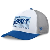 Men's Fanatics White/Royal Kansas City Royals On Deck A-Frame Snapback Hat