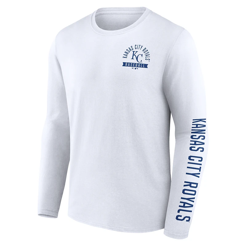 T-shirt à manches longues Fanatics pour homme, blanc, Kansas City Royals Press Box