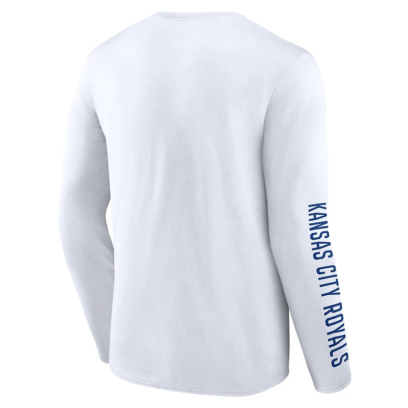T-shirt à manches longues Fanatics pour homme, blanc, Kansas City Royals Press Box