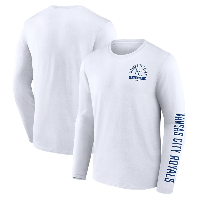 T-shirt à manches longues Fanatics pour homme, blanc, Kansas City Royals Press Box